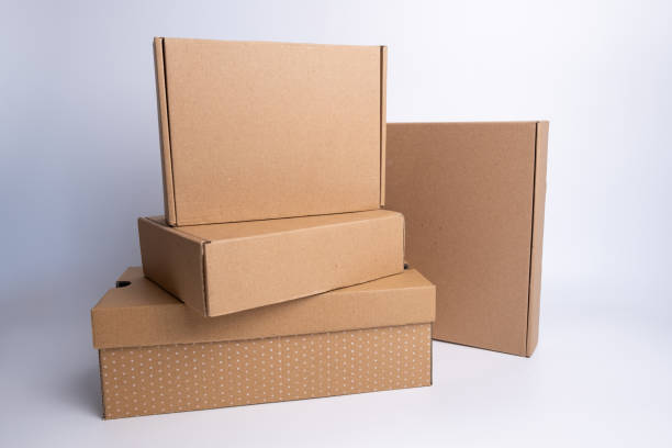 istock Brown paper box. Cardboard box isolated on white background. Place for text. Gift box 2166047399