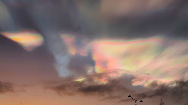 istock Mother of pearl clouds also known as Nacreous clouds 2166052509