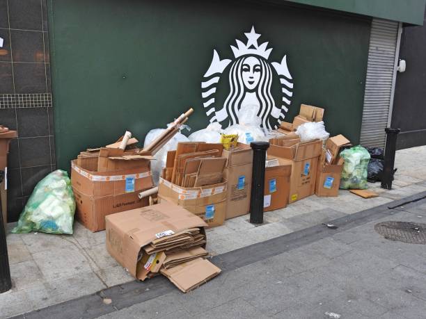 28th June 2024, Dublin, Ireland. Rubbish for collection by binmen on the pavement in Dublin city centre.