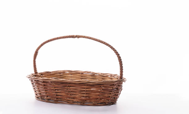 istock Empty wooden basket on white background 2166059281