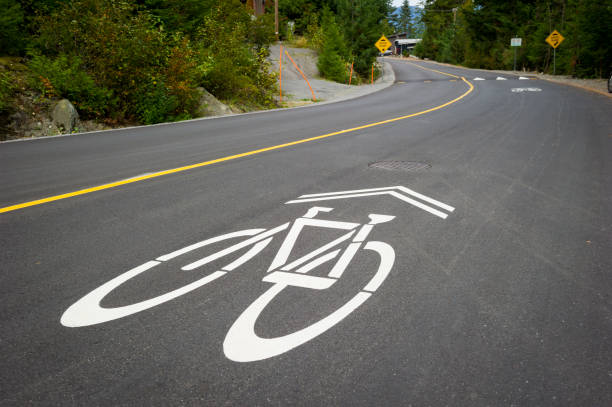 Bike pathway sign on paved pathway