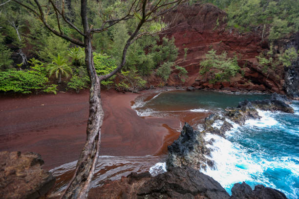 Red sand beach in Hana, Maui, Hawaii