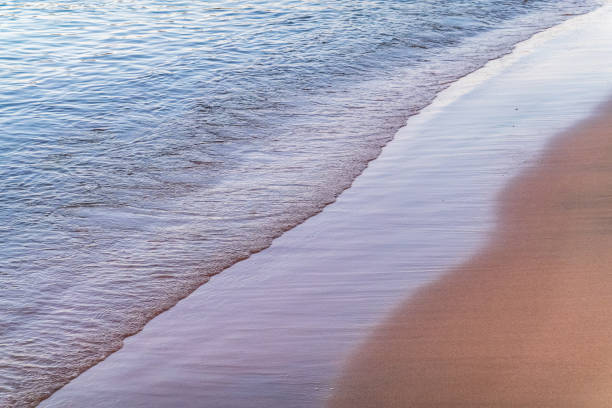 Soft wave of the sea on the sandy beach. Sea wave and gold sand.
