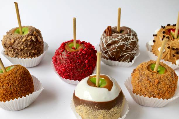 istock Assortment of caramel apples with chocolate and candy 2166067051