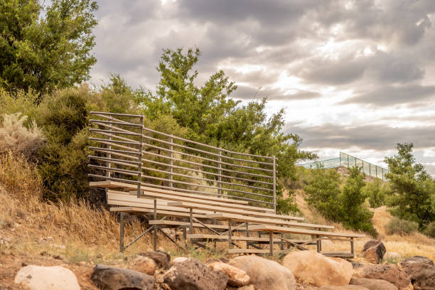 istock Empty Bleachers Side of Sports Field 2166070192