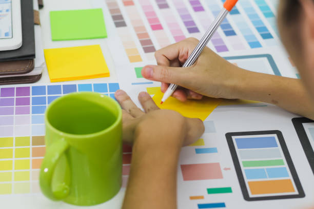 istock Smooth Focus, group of web designers are working together to develop mobile responsive website with UI UX Front End Designer Previewing. website designers in form of mobile applications with UI UX 2166074716