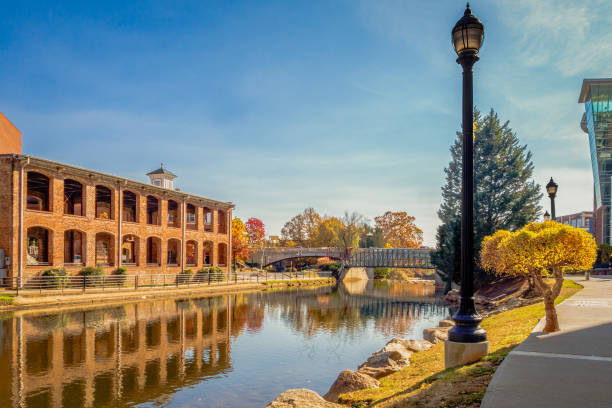 Greenville, SC, US-November 11, 2016: View of the historic Wyche Pavillion event venue located in downtown Reedy River Industrial District as seen in autumn with fall foliage.
