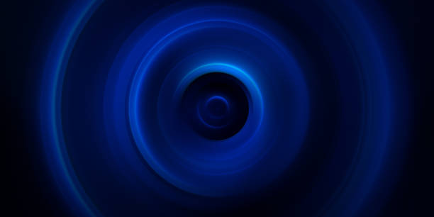 istock Abstract blue glowing geometric lines on black background. Modern shiny blue circle lines pattern. Futuristic technology concept 2166083185