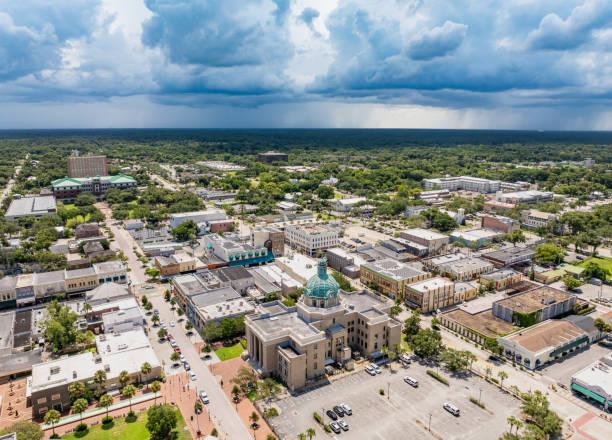 istock Deland, Florida Downtown Cityscape - Drone View 2166083593