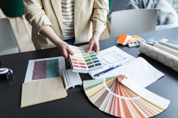 istock Interior designer working over new project, choosing colours, materials 2166084599