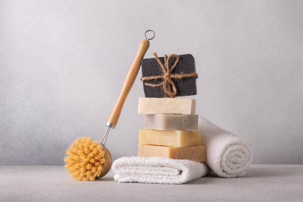 istock Natural, organic cleaning and bath concept with soap 2166086451