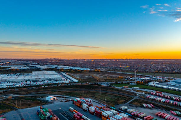 Toronto, Canada - City skyline with railways in dawn