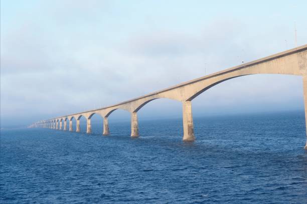 The Confederation Bridge in eastern Canada is the world’s longest bridge that crosses ice-covered water in winter, spanning 13 km of the Northumberland Strait, and connects Prince Edward Island to New Brunswick.