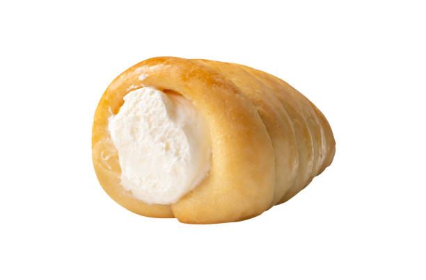 istock Front view of puff pastry cream horn isolated on white background 2166098566