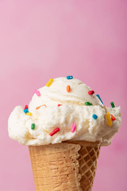 istock Vanilla Ice Cream Cone With Color Sprinkles On Top 2166101596