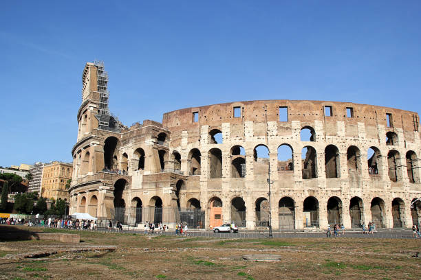 View of Colosseum in Rome, famous landmark of eternal city, capital of Italy