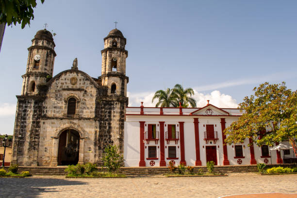 istock Historic Stone Church Facade with Colonial Architecture 2166113802