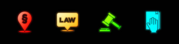 istock Set Location law, , Judge gavel and Oath the Holy Bible icon. Vector 2166120137
