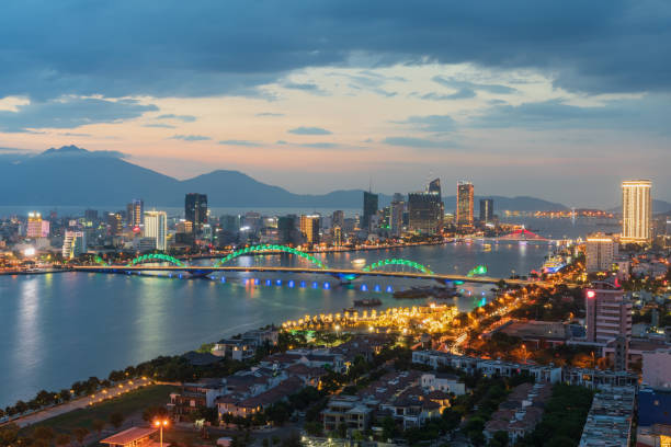 istock Da Nang panorama view by Han river by twilight period. 2166125461