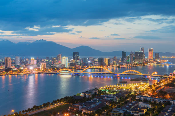istock Da Nang panorama view by Han river by twilight period. 2166125488