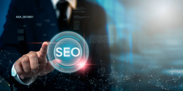 istock Business professional engaging with a digital SEO interface. 2166125550
