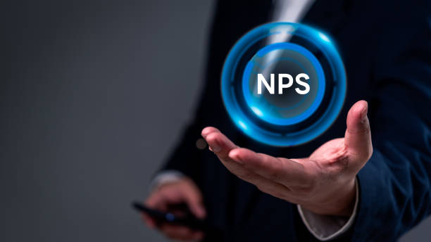 Business professional presenting NPS (Net Promoter Score) metric in a digital format. Ideal for customer experience, marketing analytics, and business performance evaluation content.