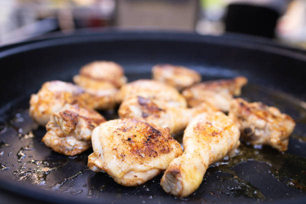 istock Golden Brown Chicken Pieces Cooking in a Pan 2166130432
