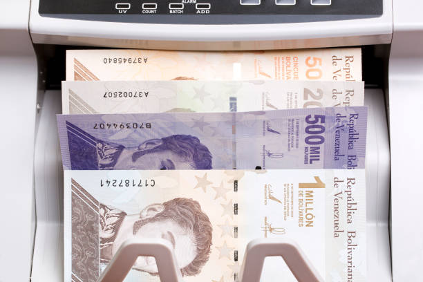 istock Venezuelan bolivar in the counting machine 2166133780