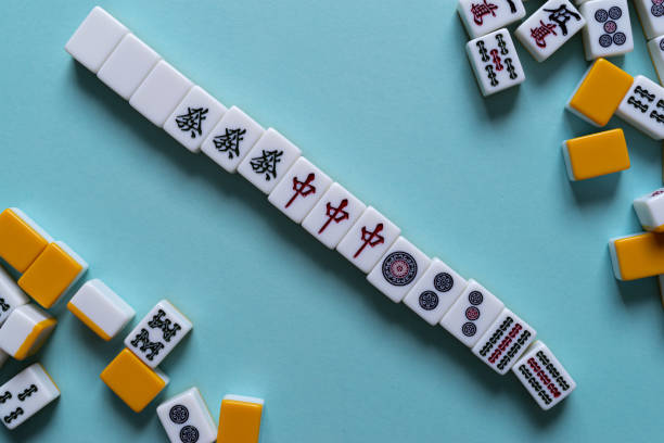 istock Mahjong tiles lined up 2166136116
