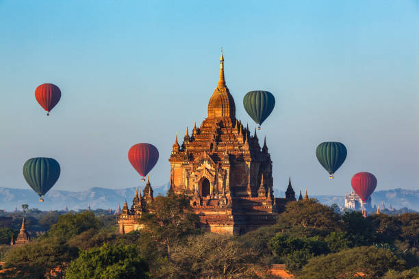 istock Balloon over plain of Bagan in misty morning, Myanmar 2166138083