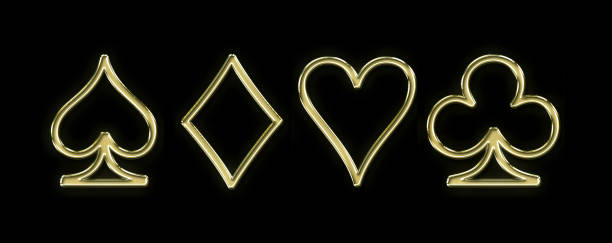 istock Golden playing card symbols isolated on black background. 2166145686