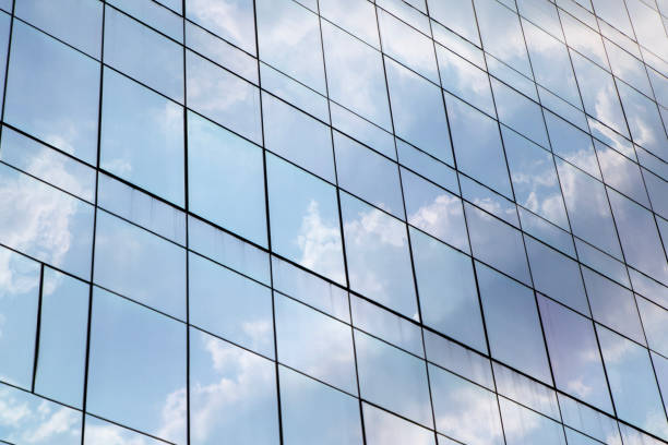 istock View of the cloud and sky reflected on the building 2166152192