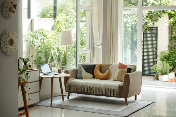 istock Big Design Living Room With Panoramic Windows 2166152194