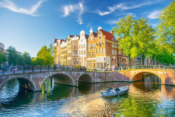 istock Houses and bridge in Amsterdam 2166152634