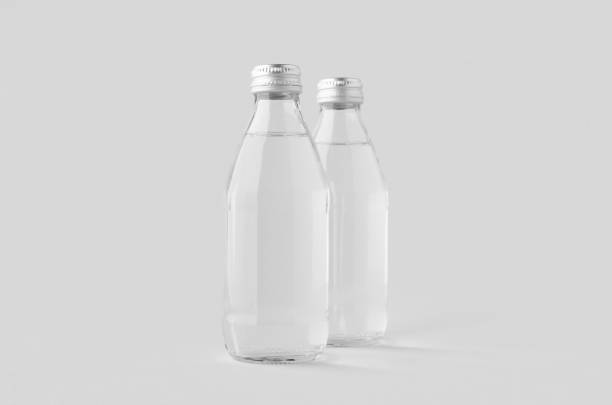 istock Small water bottle mockup, clear glass. 2166155422