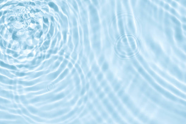 Summer Background,Water Waves Abstract Pattern Texture on Swimming pool,Top view Poolside with Light,Shadow on Blue water, Sea Blue Circle Surface with Ripples,Splashes with Sunlight