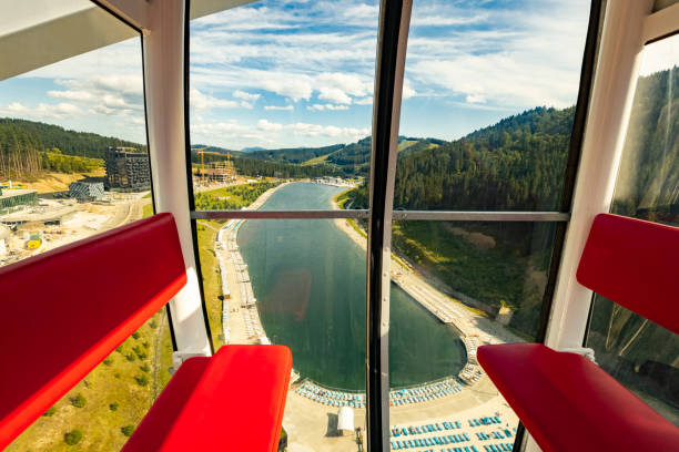 istock Ferris wheel observation cabin view from inside beautiful landscape.. 2166167429