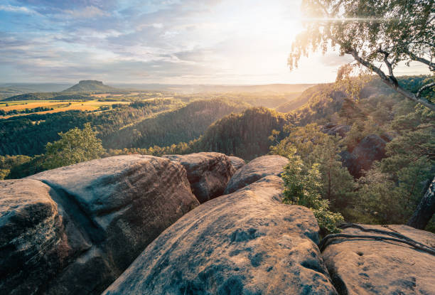 Mesmerizing view of Saxon Switzerland at sunset