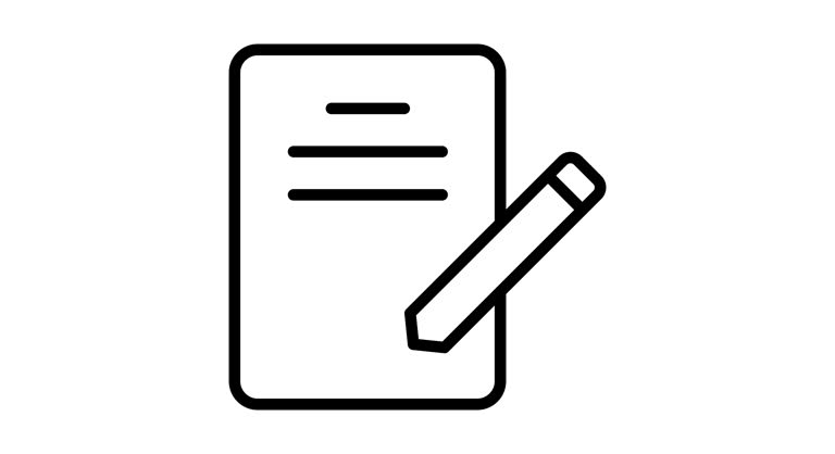 Document write animated outline icon with alpha channel. Document write 4k motion design animation for web, mobile and ui design