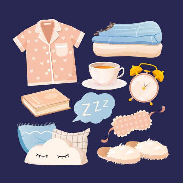 набор векторных иконок для сна для всемирного дня сна. - пижама stock illustrations