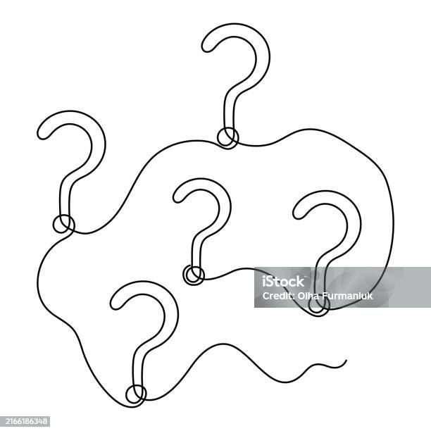 Faq Drawn Image Question Mark One Line Art Hand Drawn Asking Sign Idea Continuous ...