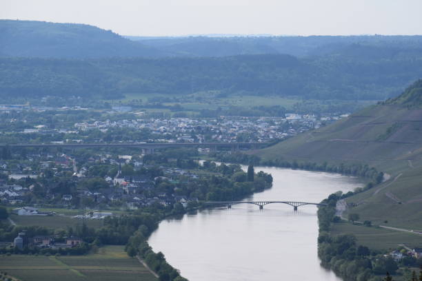 istock Mosel valley with a bridge in evening light 2166188912