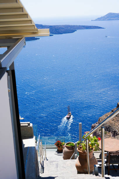 Santorini Caldera in South Aegean Islands, Greece