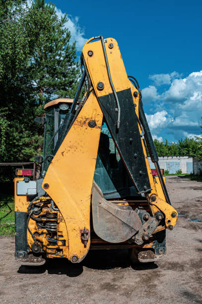 istock A small excavator with a folded bucket. 2166189265