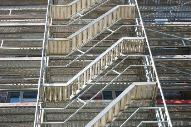 Construction site of an apartment block in progress.