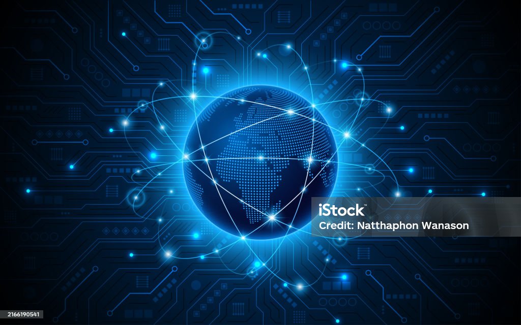 Global Tech Connection Global Connection Network Background World Map With Technology Circuit Boards Stock Illustration ...