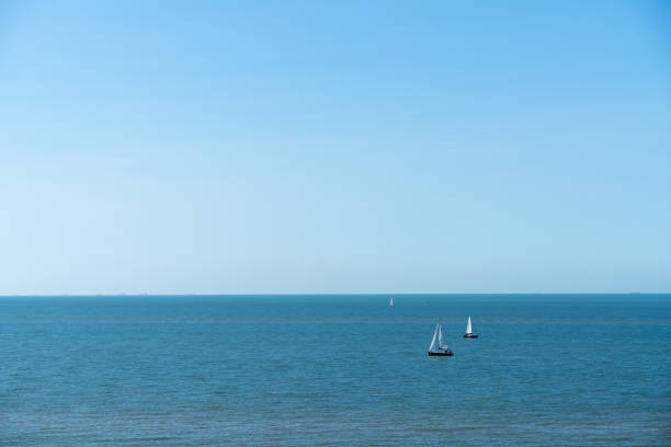 Blue sky above the North Sea. With copy space. Shot with a 35-mm full-frame 61MP Sony A7R IV.
