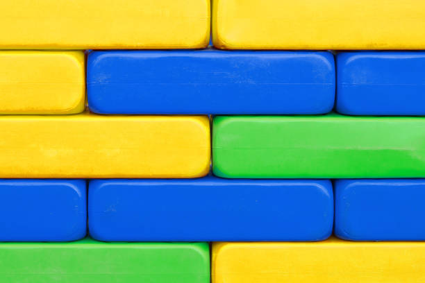Empty copy space kinder background. Kindergarten blank blocks. Stacked childs toy