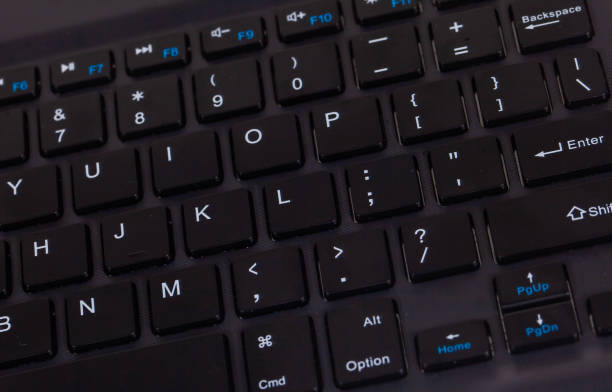 istock Close up of a black computer keyboard showing keys with alphabet and punctuation marks 2166195025