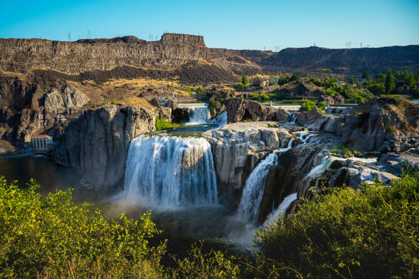 Shoshone Falls on the Snake River carving through a deep Basalt Canyon in Magic Valley, Twin Falls, Idaho, USA